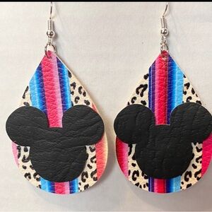 Mickey Mouse Faux Leather Handmade Earrings